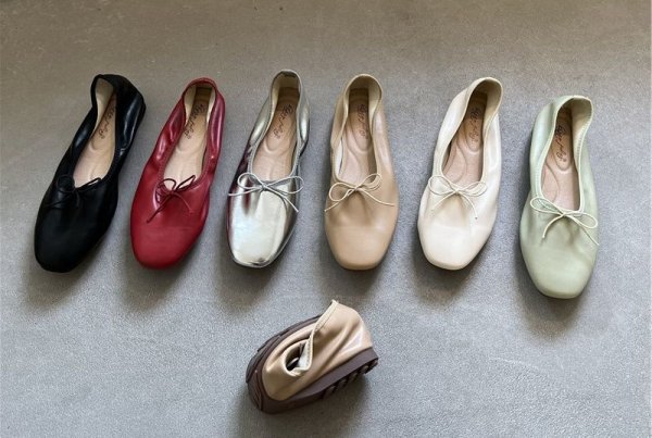画像3: Flat Leather Ballerina Shoes Egg Roll Shoes Pumps 　フラットレザーバレリーナシューズエッグロールシューズパンプス (3)
