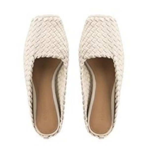 画像4: Women's genuine leather  Mesh woven square toe half sandals slippers  本革レザーメッシュ編み込みスクエアトゥハーフサンダル スリッパ (4)