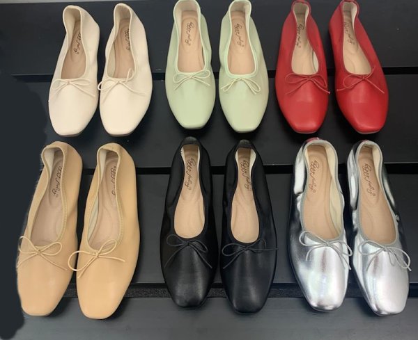 画像1: Flat Leather Ballerina Shoes Egg Roll Shoes Pumps 　フラットレザーバレリーナシューズエッグロールシューズパンプス (1)