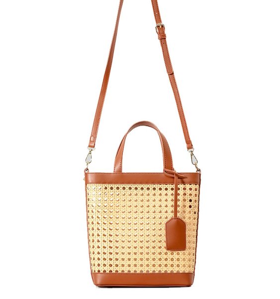 画像6: Square Perforated Basket Tote Shoulder Crossbody Bag　スクエア穴あきかごバケットかご籠トートショルダーバッグ (6)