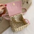 画像8: Straw & Leather Tote Shoulder Bag Crossbody Mini Bag　ストロー＆レザーかご籠トートショルダークロスボディーポシェットバッグかばん (8)