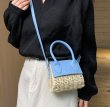 画像5: Straw & Leather Tote Shoulder Bag Crossbody Mini Bag　ストロー＆レザーかご籠トートショルダークロスボディーポシェットバッグかばん (5)