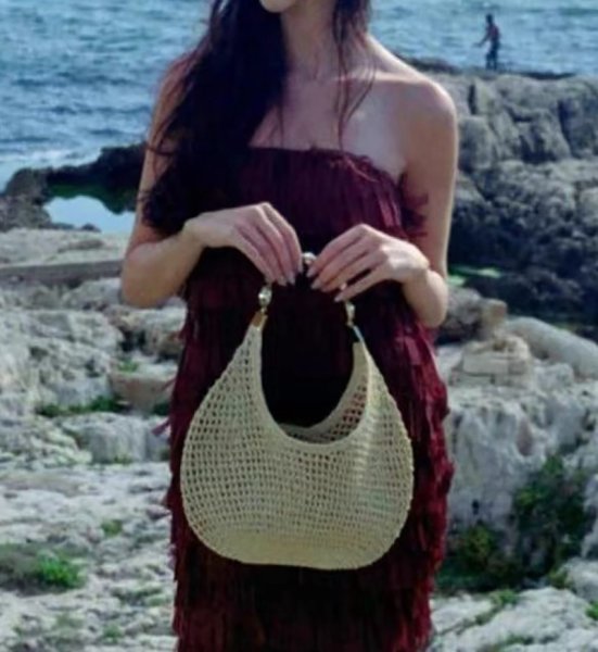 画像2: Workshop Clutch Linen Workshop Strap Crosswork Tote Workshop Bag　ワンショルダークリスタルラインストーンショルダーストラップクロワッサンかご籠トートショルダーアンダーアームバッグ (2)