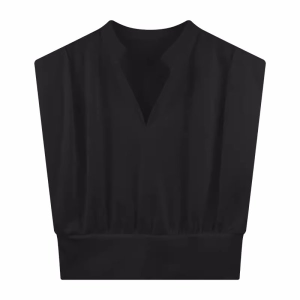 画像4: V-neck draped sleeveless sweatshirt　Vネックドレープノースリーブ スウェットシャツTシャツ (4)