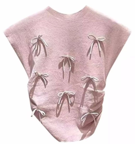 画像15: Women's Satin ribbon French sleeve knit sweater t-shirt 　サテンリボンフレンチスリーブニットセーター t シャツプルオーバー (15)