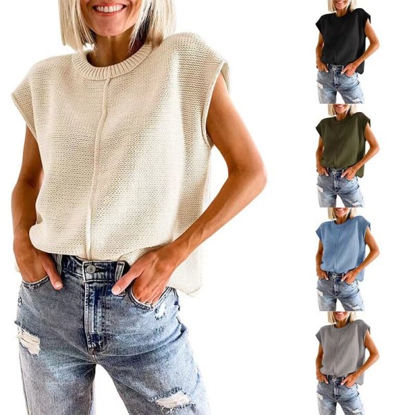 画像6: Women's Round neck knit sweater t-shirt 　ラウンドネックニットセーター t シャツプルオーバー (6)