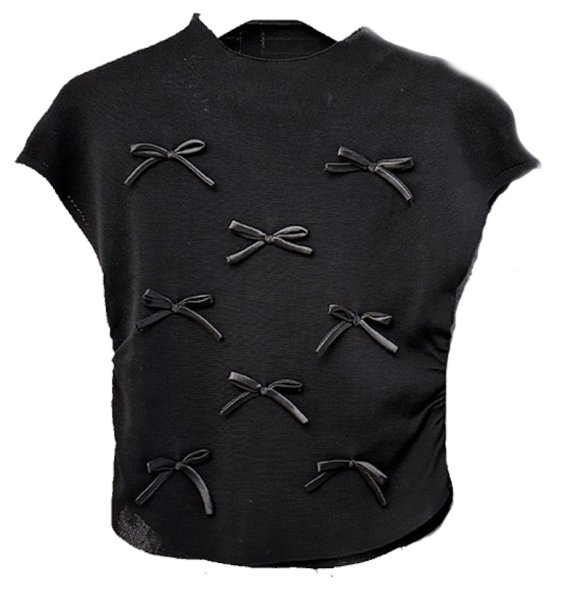 画像4: Women's Satin ribbon French sleeve knit sweater t-shirt 　サテンリボンフレンチスリーブニットセーター t シャツプルオーバー (4)