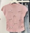 画像12: Women's Satin ribbon French sleeve knit sweater t-shirt 　サテンリボンフレンチスリーブニットセーター t シャツプルオーバー (12)