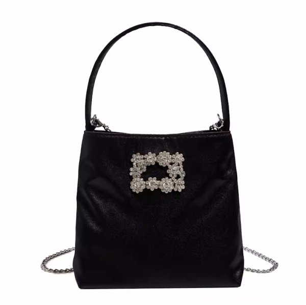 画像1: Single Shoulder Rhinestone Satin Square Tote Shoulder Crossbody Bag　シングルワンハンドルラインストーンサテンスクエアトートショルダークロスボディトートショルダークロスボディーバッグかばん (1)