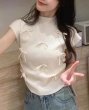 画像16: Women's Satin ribbon French sleeve knit sweater t-shirt 　サテンリボンフレンチスリーブニットセーター t シャツプルオーバー (16)