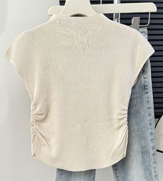 画像13: Women's Satin ribbon French sleeve knit sweater t-shirt 　サテンリボンフレンチスリーブニットセーター t シャツプルオーバー (13)