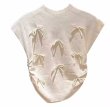 画像2: Women's Satin ribbon French sleeve knit sweater t-shirt 　サテンリボンフレンチスリーブニットセーター t シャツプルオーバー (2)