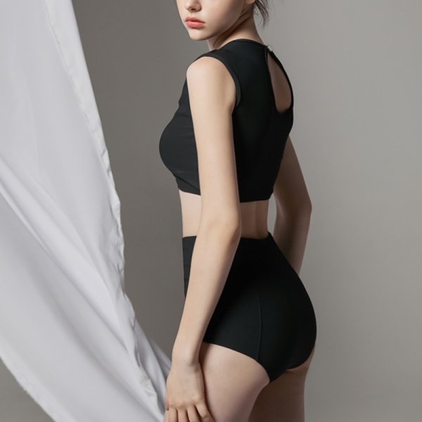 画像4: Women's Button point high waist bikini swimsuit  split bikini 　ボタンポイントハイウエストプリットビキニスイムウエア (4)