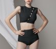 画像5: Women's Button point high waist bikini swimsuit  split bikini 　ボタンポイントハイウエストプリットビキニスイムウエア (5)