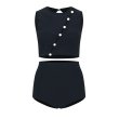 画像7: Women's Button point high waist bikini swimsuit  split bikini 　ボタンポイントハイウエストプリットビキニスイムウエア (7)