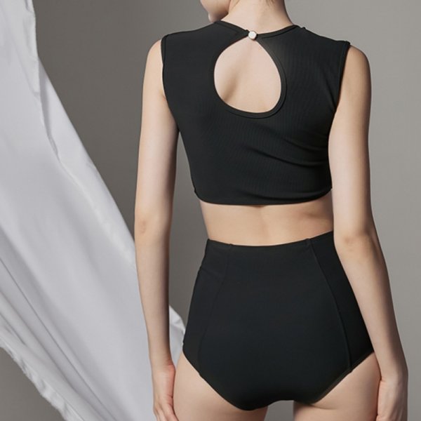 画像3: Women's Button point high waist bikini swimsuit  split bikini 　ボタンポイントハイウエストプリットビキニスイムウエア (3)