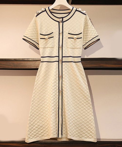 画像3: Women's Polo collar stitch dress  One Piece 　ポロカラーワンピース　ステッチワンピースドレス (3)