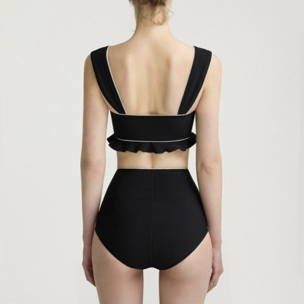 画像3: Women's Cardigan and frill bikini swimsuit split bikini 　ハイウエストフリルプリットビキニスイムウエアカーディガン付き (3)