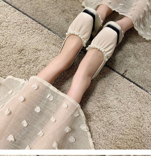 画像4: Laundromat Parlour Flat Panps Shoes　フラットレザーパール付きシューズパンプス (4)
