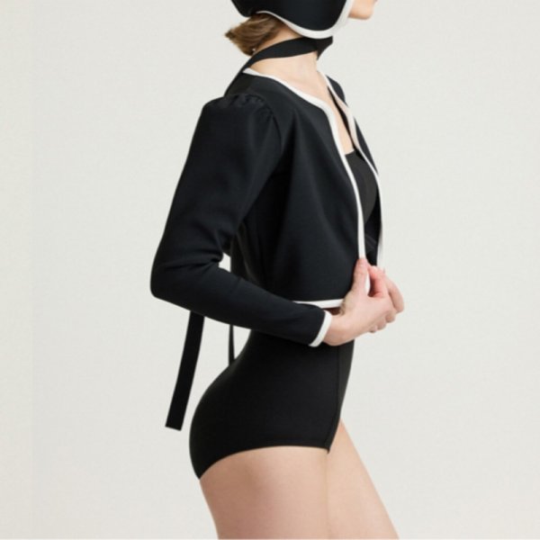 画像5: Women's Cardigan and frill bikini swimsuit split bikini 　ハイウエストフリルプリットビキニスイムウエアカーディガン付き (5)