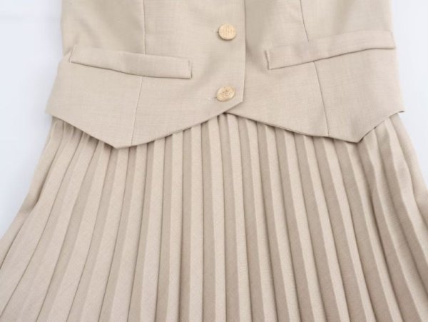 画像4: Women's Halter Neck Pleated Pleated Waist Long Dress One Piece Jumper Skirt 　ホルターネックプリーツプリーツウエストロングドレスワンピースジャンバースカート (4)