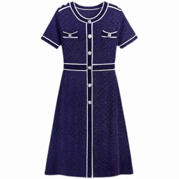 画像2: Women's Polo collar stitch dress  One Piece 　ポロカラーワンピース　ステッチワンピースドレス (2)