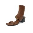 画像2: Thick heel open toe boots sandals pumps Shoes 　レザーオープントゥブーツサンダルパンプス (2)