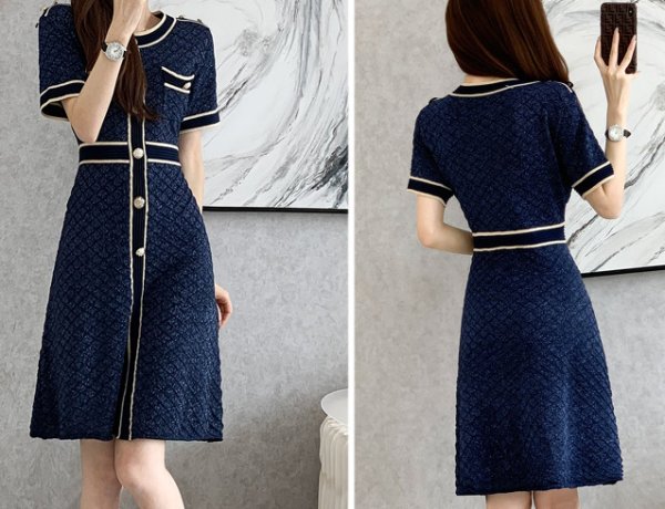 画像5: Women's Polo collar stitch dress  One Piece 　ポロカラーワンピース　ステッチワンピースドレス (5)