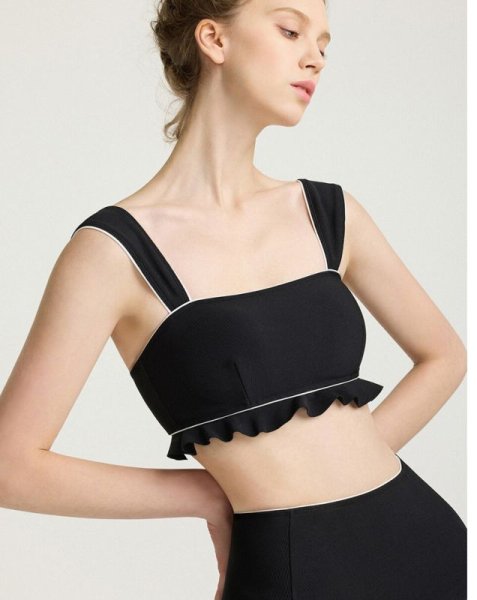 画像4: Women's Cardigan and frill bikini swimsuit split bikini 　ハイウエストフリルプリットビキニスイムウエアカーディガン付き (4)