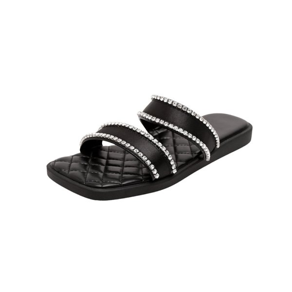 画像10: Rhinestone Double Strap Sandal Slippers　ラインストーン付きレザーサンダルスリッパ (10)