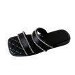 画像1: Rhinestone Double Strap Sandal Slippers　ラインストーン付きレザーサンダルスリッパ (1)