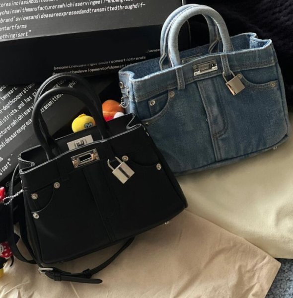 画像10: Denim remake style tote shoulder crossbody bag 　デニムリメイクスタイルトートショルダークロスボディかばん (10)