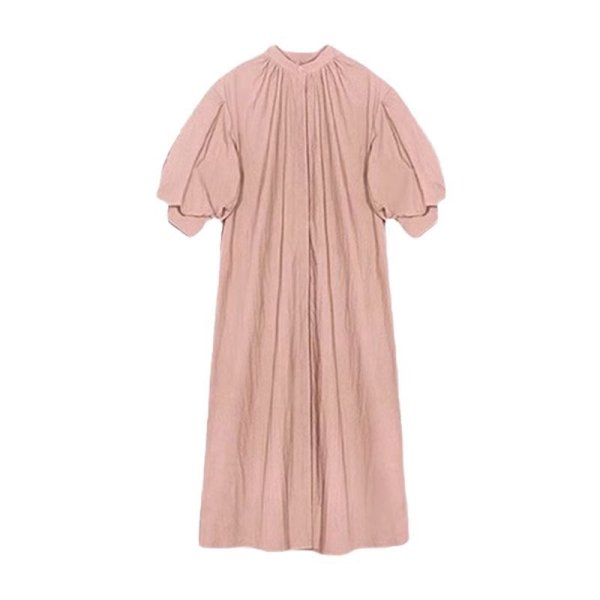画像5: Women's French Style Casual Puff Sleeve Long Maxi Dress One Piece 　フレンチパフスリーブ膝下丈ワンピースドレス (5)