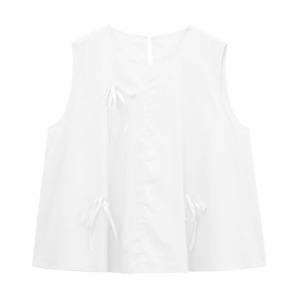 画像6: Women's 3D ribbon sleeveless blouse and flared skirt set up suit  立体リボンノースリーブブラウス＆フレアースカート セットアップ (6)