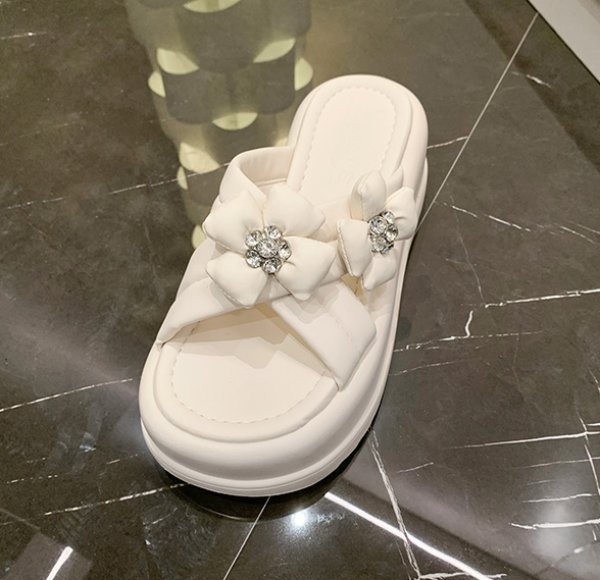 画像6: Women's  Flower bejeweled platform sandals  slippers  　ユニセックスプラットフォームフラワービジュー厚底サンダルスリッパ  (6)
