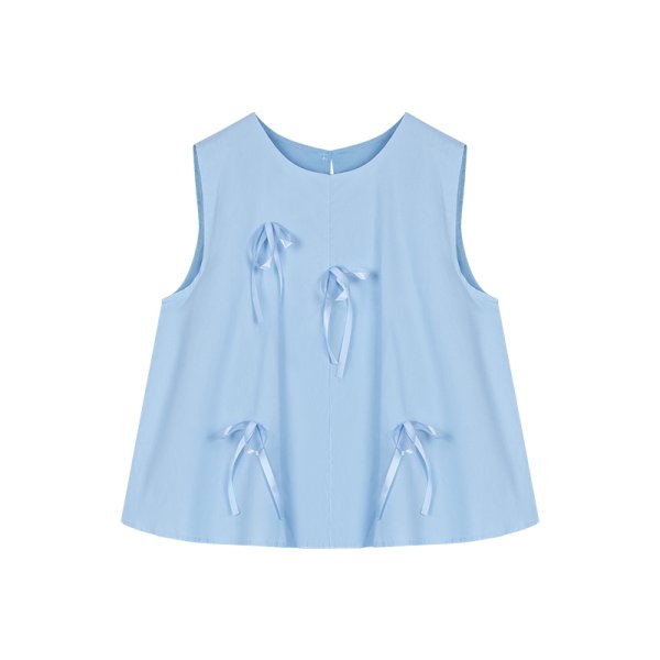 画像4: Women's 3D ribbon sleeveless blouse and flared skirt set up suit  立体リボンノースリーブブラウス＆フレアースカート セットアップ (4)