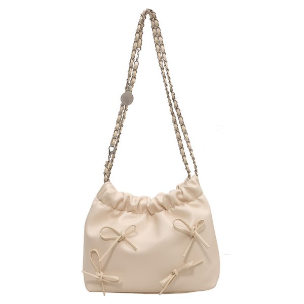 画像2: Leather 3D Ribbon Quilted Bag Chain Tote Shoulder Bag　　レザーリボン付きキルティングバックチェーントートショルダーバッグ (2)