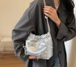 画像6: Leather 3D Ribbon Quilted Bag Chain Tote Shoulder Bag　　レザーリボン付きキルティングバックチェーントートショルダーバッグ (6)