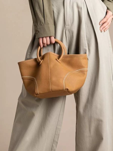 画像12: Soft Leather Portable Tote Shoulder Crossbody Bag　ソフトレザーポータブルステッチトートショルダークロスボディーバッグ (12)
