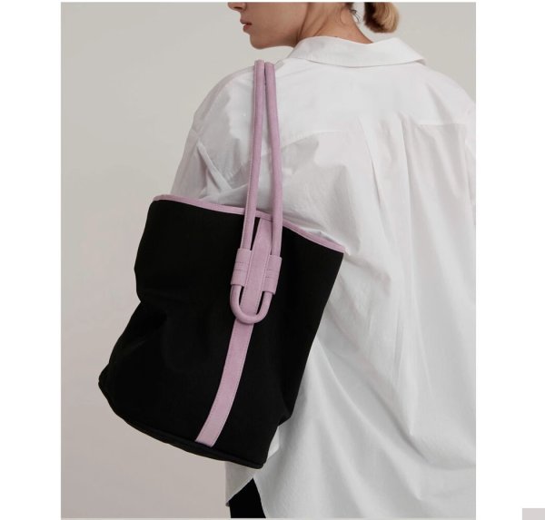 画像4: Canvas and leather contrast color large capacity shoulder tote bag　キャンバス＆レザーコントラストカラーラージショルダートートバッグ (4)