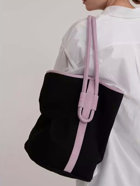 画像11: Canvas and leather contrast color large capacity shoulder tote bag　キャンバス＆レザーコントラストカラーラージショルダートートバッグ (11)