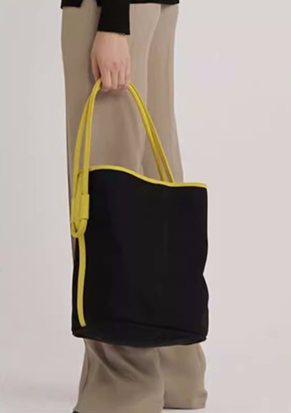 画像3: Canvas and leather contrast color large capacity shoulder tote bag　キャンバス＆レザーコントラストカラーラージショルダートートバッグ (3)