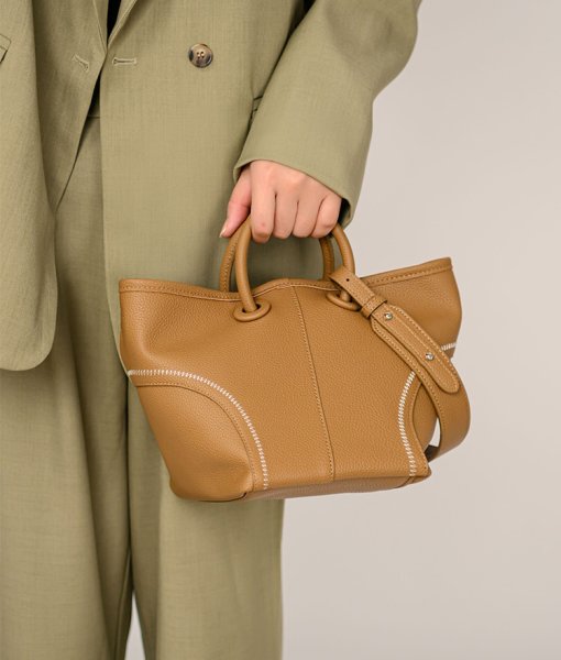 画像10: Soft Leather Portable Tote Shoulder Crossbody Bag　ソフトレザーポータブルステッチトートショルダークロスボディーバッグ (10)