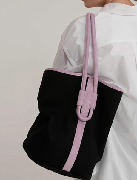 画像8: Canvas and leather contrast color large capacity shoulder tote bag　キャンバス＆レザーコントラストカラーラージショルダートートバッグ (8)