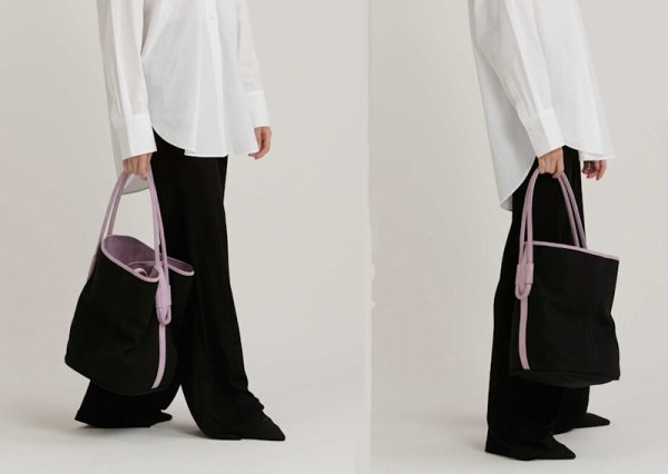 画像6: Canvas and leather contrast color large capacity shoulder tote bag　キャンバス＆レザーコントラストカラーラージショルダートートバッグ (6)