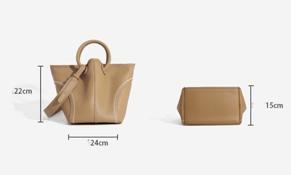 画像14: Soft Leather Portable Tote Shoulder Crossbody Bag　ソフトレザーポータブルステッチトートショルダークロスボディーバッグ (14)