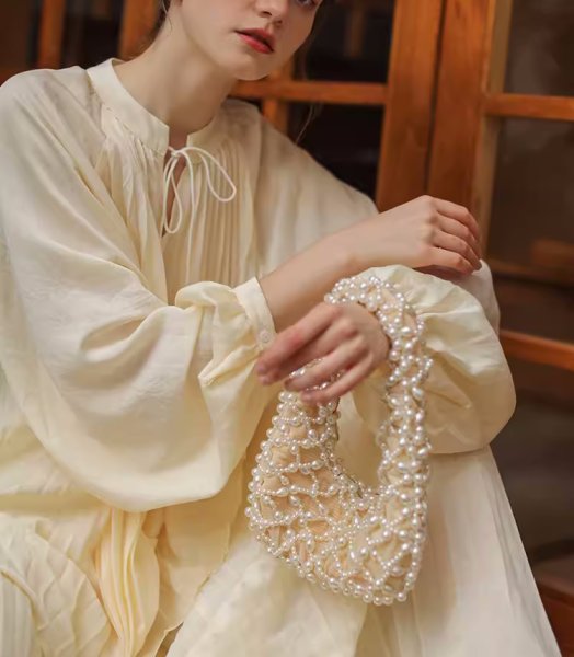 画像2: Irregular Pearl Underarm Tote Shoulder Bag　イレギュラーパール付きアンダーアームトートショルダーバッグ (2)