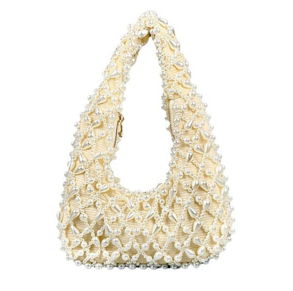 画像1: Irregular Pearl Underarm Tote Shoulder Bag　イレギュラーパール付きアンダーアームトートショルダーバッグ (1)