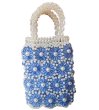 画像1: Flower Handmade Beaded Bag Handbag Tote Bag　パールフラワーハンドメイドトートショルダーバッグ (1)