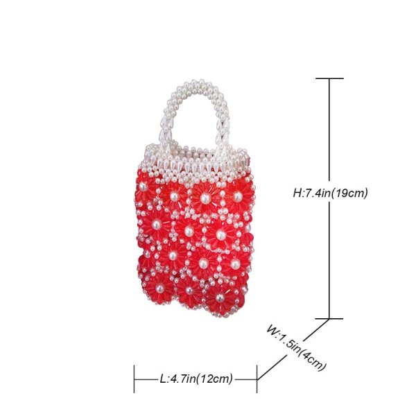 画像5: Flower Handmade Beaded Bag Handbag Tote Bag　パールフラワーハンドメイドトートショルダーバッグ (5)